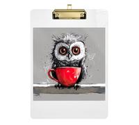 Clipboard Cute Cartoon Owl Writing Clipboards Wordpad Clipboards Standard Size for Nurses, Lawyers, Doctor Offices, Low Profile Gold Clip Retractable Hanging Tab 12.5 x 9 Inches