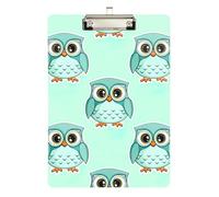 Clipboard Cute Cartoon Owls Teal Portable Clipboard A4 Standard Size Clip Board for Nurses Teachers Coaches, 12.5 x 9 Inches Silver Clip