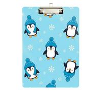 Clipboard Cute Cartoon Penguins Blue Decorative Clipboards Cute Decorative Letter Size Clipboards for Students, Women, Man, Low Profile Gold Clip Retractable Hanging Tab
