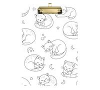 Clipboard Cute Cats Kittens White Cute Clip Boards Paperboard Chic Design Clipboards for Nurses Teachers Coaches, Low Profile Gold Clip Retractable Hanging Tab