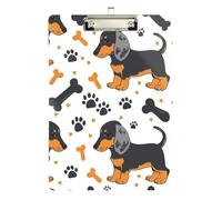 Clipboard Cute Dachshund Dog White Fashion Clipboard Paperboard Chic Design Clipboards for Students, Women, Man, Low Profile Silver Clip Retractable Hanging Tab