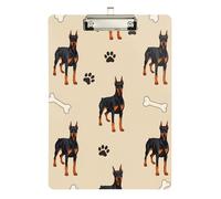 Clipboard Cute Doberman Pinscher Dog Portable Clipboard for Teachers, Students, Nurses Wordpad Clipboards Standard Size, A4 Letter Size 12.5 x 9 Inches Silver Clip, Silver12x9in