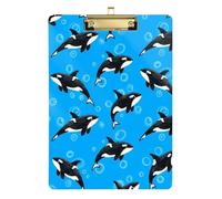 Clipboard Cute Dolphin Blue Cute Clip Board for Nurses Teachers Coaches Hardboard Clipboards Standard Size, A4 Letter Size 12.5 x 9 Inches Gold Clip