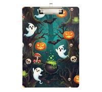 Clipboard Cute Ghosts Print Cute Clip Boards for Nurses Teachers Coaches A4 Standard Size Clip Boards Low Profile Gold Clip Retractable Hanging Tab