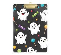Clipboard Cute Halloween Monsters Gray Cute Clipboard for Nurses, Lawyers, Doctor Offices Paperboard Chic Design Clipboards Low Profile Gold Clip Retractable Hanging Tab