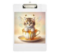 Clipboard Cute Kitten Honey Bee Portable Clipboards Letter Size Clipboards for Nurses Teachers Coaches, Low Profile Gold Clip Retractable Hanging Tab 12.5 x 9 Inches