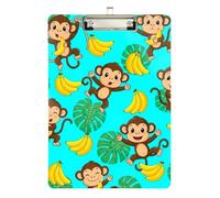 Clipboard Cute Monkeys Tropical Palm Cute Clipboard Hardboard Clipboards Standard Size for Nurses, Lawyers, Doctor Offices, A4 Letter Size 12.5 x 9 Inches Silver Clip, Silver12x9in