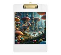 Clipboard Cute Monsters Mushrooms Writing Boards Paperboard Chic Design Clipboard for Women Men Teachers Nurses, Low Profile Gold Clip Retractable Hanging Tab 12.5 x 9 Inches