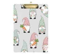 Clipboard Cute Pastel Gnomes Gray Cute Clip Board for Nurses, Lawyers, Doctor Offices A4 Standard Size Clip Board Low Profile Gold Clip Retractable Hanging Tab