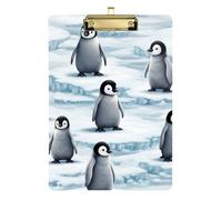 Clipboard Cute Penguins Snowy Writing Board Hanging Clipboards A4 Standard Size for Women Men Office Supplies, 12.5 x 9 Inches Gold Clip