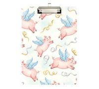 Clipboard Cute Pig Beige Writing Clipboard Travel Clipboards for Teachers, Students, Nurses, A4 Letter Size 12.5 x 9 Inches Silver Clip