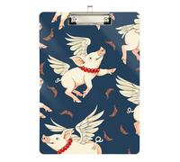 Clipboard Cute Pig Blue Portable Clipboard Travel Clipboards for Nurses Teachers Coaches, A4 Letter Size 12.5 x 9 Inches Silver Clip