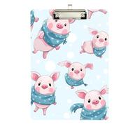 Clipboard Cute Pig Blue Writing Clipboard Wordpad Clipboards Standard Size for Nurses, Lawyers, Doctor Offices, A4 Letter Size 12.5 x 9 Inches Silver Clip, Silver12x9in