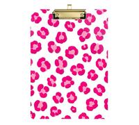 Clipboard Cute Pink Leopard White Decorative Clipboards Letter Size Clipboards for Teacher Student Lawyer Nurse, Low Profile Gold Clip Retractable Hanging Tab