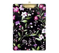 Clipboard Cute Purple Floral Cute Clipboard Cute Decorative Letter Size Clipboards for Nurses, Lawyers, Doctor Offices, A4 Letter Size 12.5 x 9 Inches Gold Clip, Gold12x9in