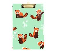 Clipboard Cute Red Panda Mint Cute Clipboard Travel Clipboards for Students, Women, Man, A4 Letter Size 12.5 x 9 Inches Gold Clip, Gold12x9in