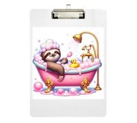 Clipboard Cute Sloth Bathtub Duck Portable Clipboards A4 Standard Size Clip Board for Teachers, Students, Nurses, Low Profile Gold Clip Retractable Hanging Tab 12.5 x 9 Inches