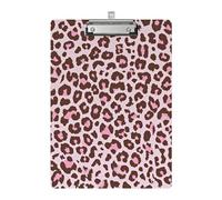Clipboard Design Decorative Wood A4 Letter Size Clip Boards for Classroom Office, Standard Size 9" x 12.5" with Low Profile Metal Clip - Pink Leopard