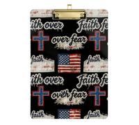 clipboard Document Holder Faith Over Fear Denim Flag Black for Nurses Home Contractor