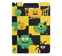 Clipboard Fluorescent Orange Black Checkered Halloween Monster A4 Clipfolio Two Metal Clips Pen Holder School Clip Board with Cover