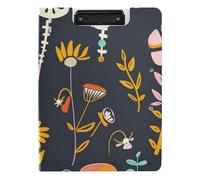 Clipboard Foldable Abstract Candy Skeleton Flowers A4 Clipboard Folio Binder Two Metal Clips Pen Holder Nursing Clip Board with Cover