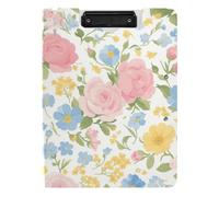 Clipboard Foldable Beautiful Flower Spring A4 Clipboard Binderfolio Two Metal Clips Pen Holder Nursing Clip Board with Cover