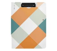 Clipboard Foldable Buffalo Plaid Checked Orange A4 Clipboard Folio Horizontal and Vertical Double Clips Nursing Clip Board with Cover