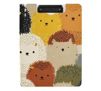 Clipboard Foldable Cartoon Hedgehog Colorful Cute A4 Clipfolio Double Metal Clips Pen Holder School Clip Board with Cover