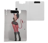 Clipboard Foldable Cool Red Evil Demon Anime A4 Clipboard Padfolio Horizontal and Vertical Double Clips Nursing Clip Board with Hard Cover