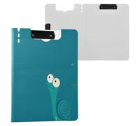 Clipboard Foldable Crazy Snail Cyan A4 Clipboard Padfolio Horizontal and Vertical Double Clips School Clip Board with Hard Cover
