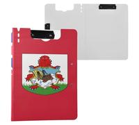 Clipboard Foldable Flag of Bermuda A4 Clipboard Folio Horizontal and Vertical Double Clips Nursing Clip Board with Hard Cover