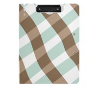 Clipboard Foldable Green Brown Plaid A4 Clipboard Folio Horizontal and Vertical Double Clips School Clip Board with Hard Cover