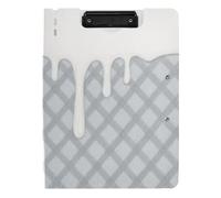 Clipboard Foldable Grey Ice Cream Plaid Checked A4 Clipboard Binder Double Clips Pen Holder Office Clip Board with Cover