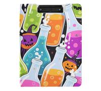 Clipboard Foldable Happy Halloween Magic Potion A4 Clipboard with Binder Two Metal Clips Pen Holder School Clip Board with Cover