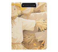 Clipboard Foldable Hello Fall Autumn Scarecrow Yellow A4 Clipboard Folio Double Clips Pen Holder Nursing Clip Board with Hard Cover