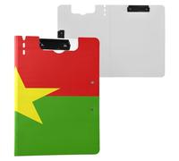 Clipboard Foldable National Flag of Burkina Faso A4 Clipboard Folio Horizontal and Vertical Double Clips Nursing Clip Board with Hard Cover