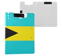 Clipboard Foldable National Flag of The Bahamas A4 Clipboard Folio Horizontal and Vertical Double Clips Nursing Clip Board with Hard Cover