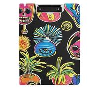 Clipboard Foldable Skulls Summer Fresh Fruits A4 Clipboard Folio Double Metal Clips Pen Holder Office Clip Board with Cover