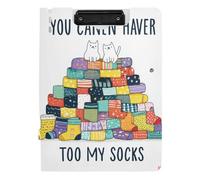 Clipboard Foldable Too Many Socks A4 Clipboard Padfolio Horizontal and Vertical Double Clips Nursing Clip Board with Hard Cover
