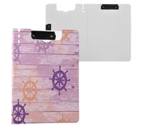 Clipboard Foldable Wooden Ocean Lilac and Peach A4 Clipboard Folio Binder Two Metal Clips Pen Holder Office Clip Board with Cover
