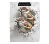 Clipboard Folder 3D Sparrow Cute Bird A4 Clipboard Clipfolio Horizontal and Vertical Double Clips School Clip Board with Hard Cover