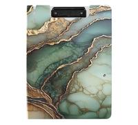 Clipboard Folder A4 Clipboard Binderfolio Double Metal Clips Pen Holder Nursing Clip Board with Cover Marble Brown Green