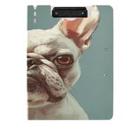 Clipboard Folder A4 Clipboard Folio Binder Double Metal Clips Pen Holder School Clip Board with Cover Cute French Bulldog Dogs Anger