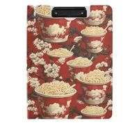 Clipboard Folder A4 Clipboard Folio Binder Two Metal Clips Pen Holder Office Clip Board with Cover Cup Noodles Colonial Style