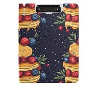 Clipboard Folder A4 Clipboard Folio Horizontal and Vertical Double Clips Office Clip Board with Cover Pancake Fruit Lodge Style