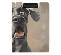 Clipboard Folder A4 Clipboard Padfolio Horizontal and Vertical Double Clips Office Clip Board with Cover Cartoon Funny Great Dane Dogs Fear
