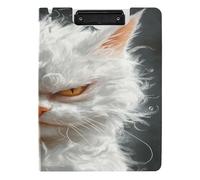 Clipboard Folder A4 Clipboard with Binder Double Clips Pen Holder School Clip Board with Hard Cover Cartoon Funny Turkish Angora Cats Anger