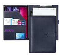 Clipboard Folder A4 Conference Portfolio Organizer for Legal Pad, Faux Leather A4 Foldover Clipboard with Dark Blue Cover