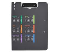Clipboard Folder, A4 Foldable Clipboard with Dual Metal Clips File Cover PP Board Hold 80 Sheets 18.9 x 12.6 in Colorful Calendar Template Mock up Week Starts on Monday on Dark