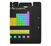 Clipboard Folder, A4 Foldable Clipboard with Dual Metal Clips File Cover PP Board Hold 80 Sheets 18.9 x 12.6 in Colorful Periodic Table of The Elements on Black Dark Background